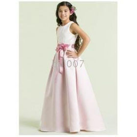Floor-length Satin Junior Bridesmaid Dress (WSD0281) A-line Spaghetti Straps