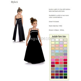 Girl Prom A-Line Floor- Length Satin Flower Girls Dress Junior Bridesmaid Dress A-766