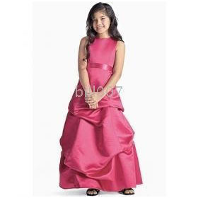 Ball Gown Jewel Floor-length Satin Junior Bridesmaid Dress (WSD0297)