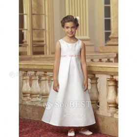 A-line Sleeveless Ballerina Chiffon Taffeta Junior Bridesmaid Dress