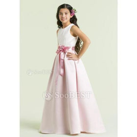 Ball Gown Jewel Floor Length Chiffon Junior Bridesmaid Dress