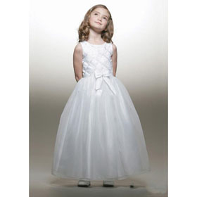 Style(FGD0026) Junior Bridesmaid A-Line Round-neck Tea-length Organza Flower Girls Dress 2010