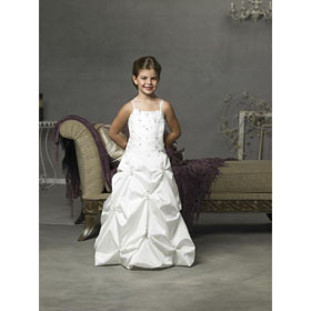 Floor Length Satin Dress 2010 Style(FG Junior Bridesmaid A-line/Princess Spagetti Straps