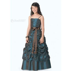 A-line Spaghetti Strap Floor Length Junior Bridesmaid Dress