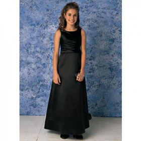 A-line Sleeveless Floor Length Pleated Waist Satin Junior Bridesmaid Dress