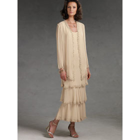 A Line Chiffon Matching Jacket Mother Of The Bride Dresses