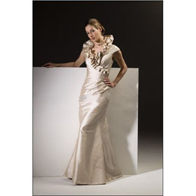 Cap Sleeve Taffeta Mother of The Bride Dress
