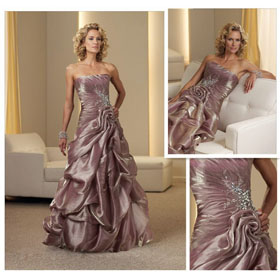 A-line Strapless Organza Floor-length Mother of The Bride Dresses