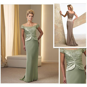 Shealth Off-shoulder Chiffon Taffeta Floor-length Mother of The Bride Dresses