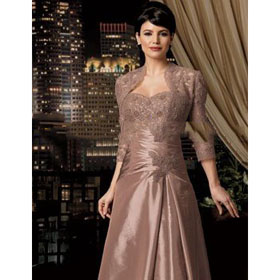 Free Shipping Beautiful A Line Matching Jacket Embroidery Mother of The Bride Dresses for Mother's Day Gift