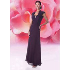 Floor-length Short Sleeve Beaded /Lace Chiffon ...