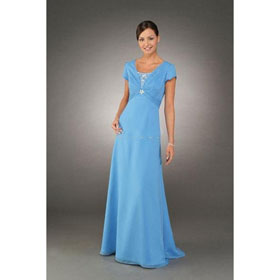 A-Line Brush Train Satin Mother of The Bride Dresses 2009 Style(MWYN056)