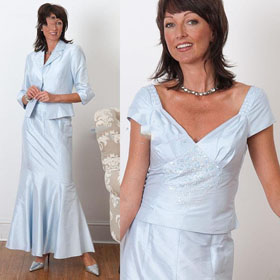 A Line Long Sleeve Taffeta Fabric Matching Jacket Mother of The Bride Dresses Style Nine