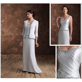 A-line Strapless Chiffon Satin Floor-length Mother of The Bride Dresses