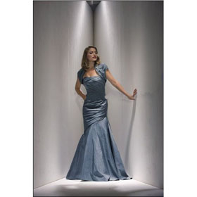 Elegant Short Sleeve Mermaid Taffeta Mother of The Bride Dress
