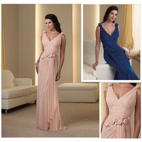 A-line V-neckline Chiffon Floor-length Mother of The Bride Dresses