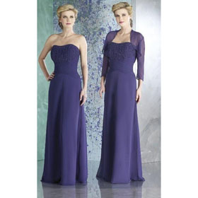 2010 Mother of The Bride Dresses Sheath/Column Chiffon Strapless Style BJ1005 Mother's Day Gift