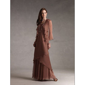A Line Chiffon Beaded Matching Jacket Mother Of The Bride Dresses