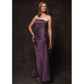Elegant Strapless Appliqued Taffeta Mother of The Bride Dress