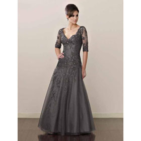 2010 Custom Half.sleeve Style Dress Party Gowns Mother of The Bride Dresses 373