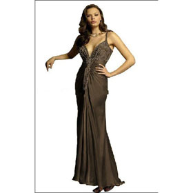 Stunning Beaded Mother of The Bride Dress of Elastic Satin