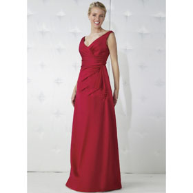 Column/Sheath V-neck Floor Length Satin Mother of The Bride Dresses 2009 Style(MWYN082)