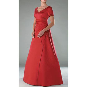 A-Line V-neck Floor- Length Satin Mother of The Bride Dresses 2009 Style(MWYN003)
