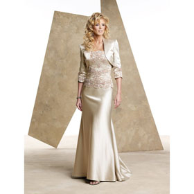 2011 Beautiful Mother of The Bride Dresses With Jacket Custom-made Satin Fashion Gown Sell by The Piece Hot Sale New AA-001