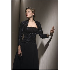 Long Sleeve Appliqued Taffeta Mother of The Bride Dress