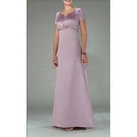 A-Line Round-neck Floor- Length Satin Mother of The Bride Dresses 2009 Style(MWYN002)