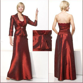 Free Shipping!Elegant Long Sleeves Taffeta&Lace Floor-Length Mother of The Bride Dress FR012