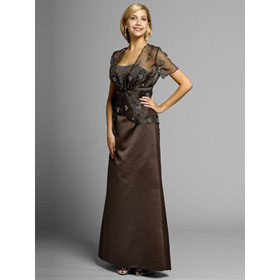 MBD56 Free Shipping 2011 Sheat Jewel Natural Waist Lace Satin Mother of The Bride Dresses