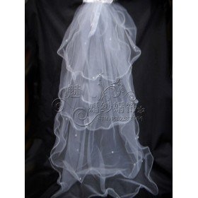 Free Shipping White Embroidery Edge Organza Butterfly Wedding Veil Accessories for Bride