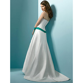 A Line Strapless Satin Wedding Dress