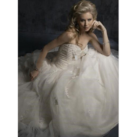 Free Shipping Best Selling Strapless Organza A Line Wedding Dresses Bridal Gowns Bridal Dress Custom Size&color