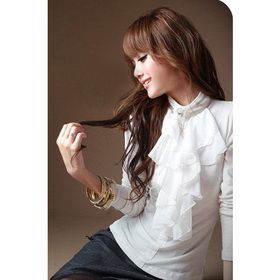 Whole Retail Free Shipping NEW Japan Bowknot Womens Shiny Beautiful Shirt Top White LM1586#