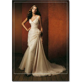 Free Shipping Line Sweep/Brush Satin Wedding Dresses for Bride