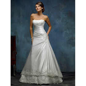 2011 Hot Whole Sale Free Shipping New Design Taffeta A-line Long Train Wedding Dress/wedding Gown/bridal Dress