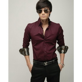 Free Shipping New Men's Shirt Casual Slim Fit Stylish Dress Shirts WHITE,BLACK,RED 6029