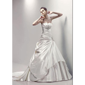A Line Princess Strapless Chapel Train Wedding Dress for Brides 2010 Style WDE