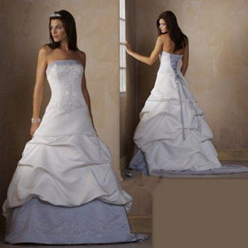 Embroidered Satin A Line Wedding Dresses (hongxin061006) Strapless Floor-Length Sleeveless