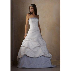 Beautiful High Quality Strapless Embroidered Ruffle A Line Wedding Dress JHS-118