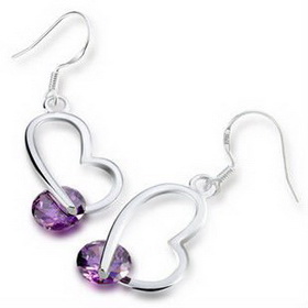 2011 New Earrings Silver Hanliu Amethyst Zircon Earrings Lovely Accessories Wholesale