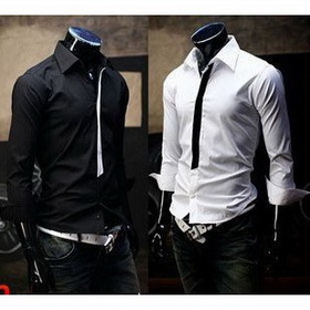 Free Shipping Wholesale Men's Luxury Stylish Patched Shirts Casual Slim Fit Dress Shirt Long-sleeved Shirt 5piece / Lot TS132