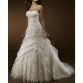 New Beautiful Sexy Bride Wedding Dress Strapless Wedding Dress #263 Free Shipping