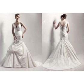 Latest Design Sleeveless A Line Charming Taffeta Wedding Dress