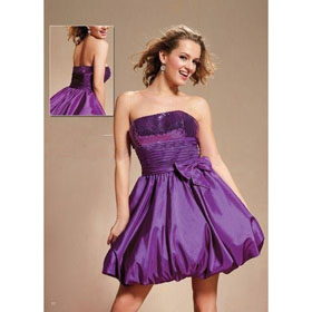 Ball Gown Strapless Mini-Length 2009 Cocktail Dresses Purple Style SKU620022