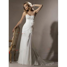 Ballgowns A Line Wedding Dresses Bridal Gown White Ivory 03 Strapless Chiffon Pleated