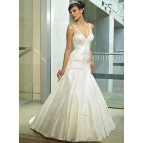 Strap Court Train Taffeta A Line Wedding Dress of Bride 2011Sexy White Spaghetti