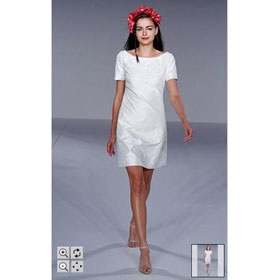 Full Refund Guarantee! Free Shipping Sundayfrog Sheath Off Shoulder Little White Dress Taffeta Applique Mini Cocktail Dress -W22